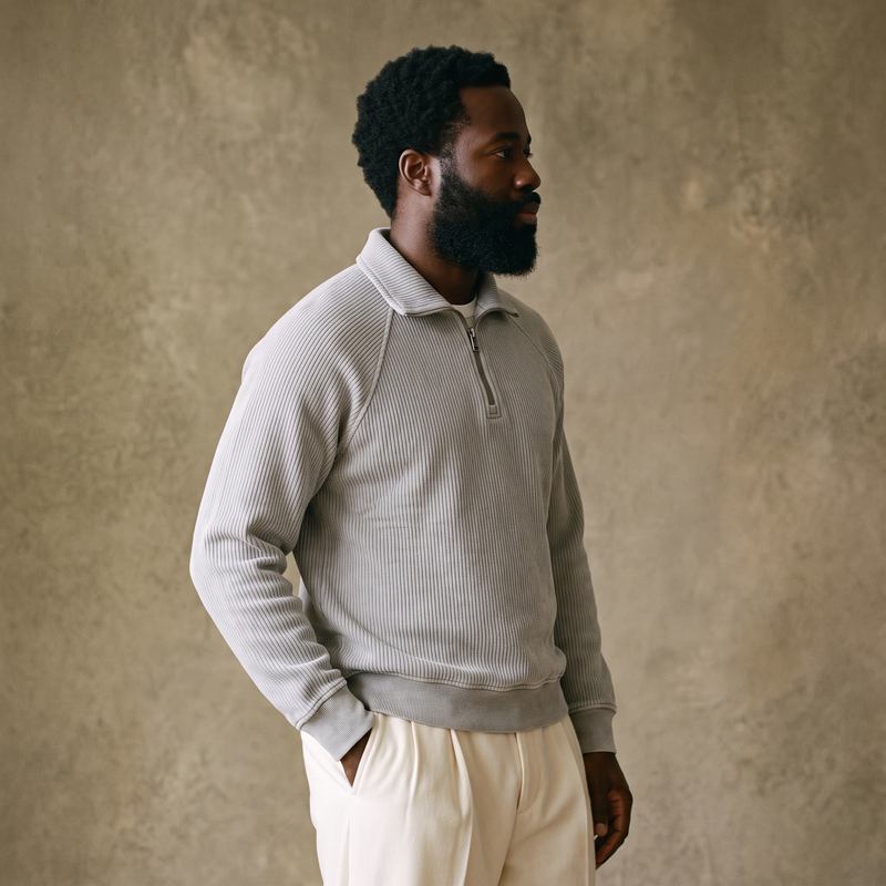 FLAT WHITE QUARTER ZIP