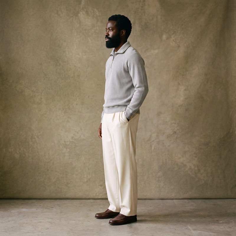 FLAT WHITE QUARTER ZIP